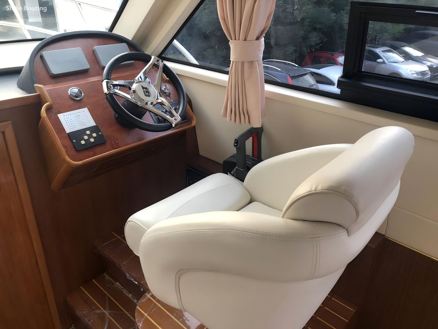 Estaci&oacute;n de tim&oacute;n de yate Shine 1008 con volante y asiento de timonel profesional 